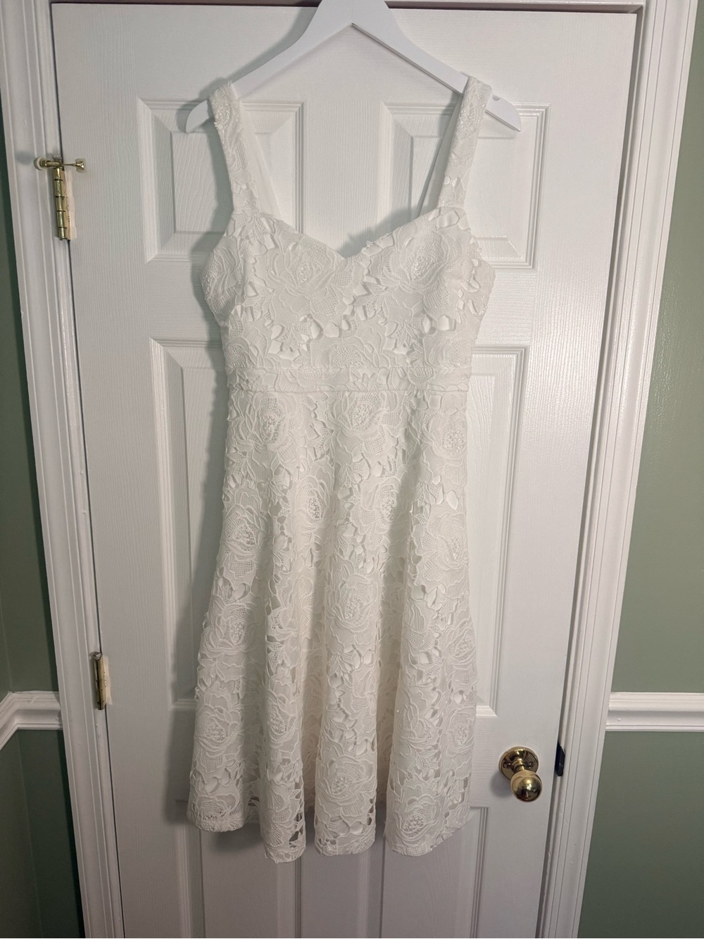 Lulu's White Floral Lace Midi Dress with Sweetheart Neckline
